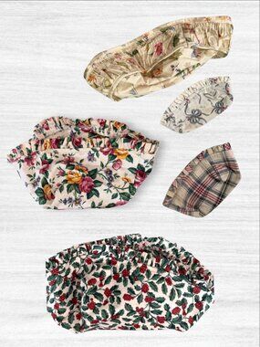 Longaberger Basket Liners Lot of 6 Floral Holly Plaid Country Botanical Ruffle